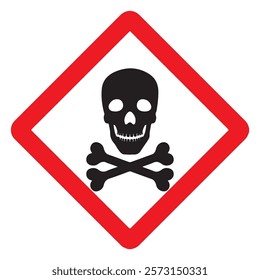 Poison bio hazard vector logo design element. Caution warning symbol concept. Scull with crossed bones. Power fast speed logotype