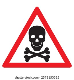 Poison bio hazard vector logo design element. Caution warning symbol concept. Scull with crossed bones. Power fast speed logotype