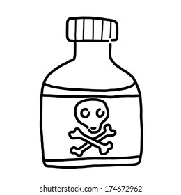 poison bottle / cartoon vector and illustration, black and white, hand drawn, sketch style, isolated on white background.
