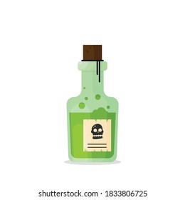 Poison bottle flat vector icon isolated on color background