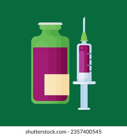 Poison bottle flat vector icon isolated on color background