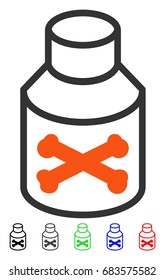 Poison Bottle flat vector pictograph with colored versions. Color poison bottle icon variants with black, gray, green, blue, red.