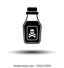 Poison Bottle Icon  Black White Background With Shadow  Vector Illustration 