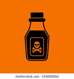 Poison Bottle Icon. Black on Orange Background. Vector Illustration.