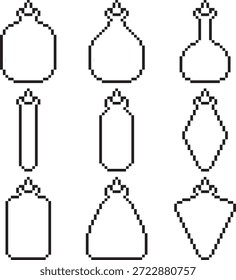 Poison bottle icon black-white vector pixel art