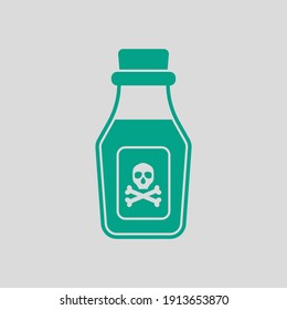 Poison Bottle Icon. Green on Gray Background. Vector Illustration.