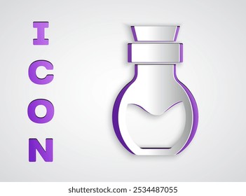 Veneno en el icono de la botella aislado en el fondo blanco. Botella de veneno o toxina química venenosa. Vector