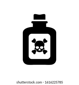 Poison bottle  icon. Venom bottle with skull and crossbones vector icon. pesticides symbol flat illustration.