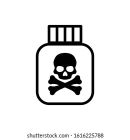 Poison bottle  icon. Venom bottle with skull and crossbones vector icon. pesticides symbol flat illustration.