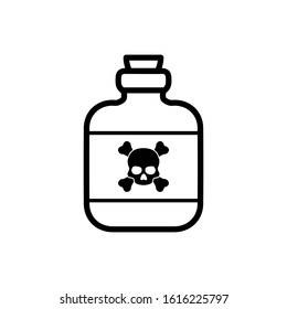 Poison bottle  icon. Venom bottle with skull and crossbones vector icon. pesticides symbol flat illustration.