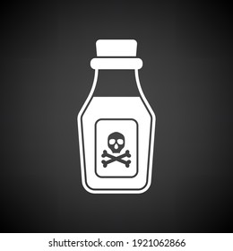 Poison Bottle Icon. White on Black Background. Vector Illustration.