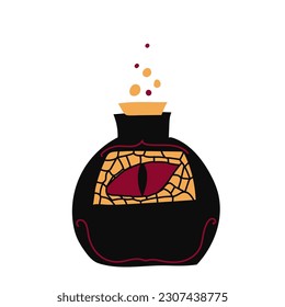 Poison bottle isolated on white background. Decorative element for Halloween. Vector illustration. Flat style.