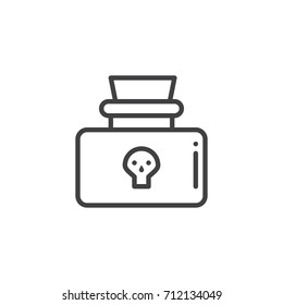 Poison bottle line icon, outline vector sign, linear style pictogram isolated on white. Halloween holiday Symbol, logo illustration. Editable stroke