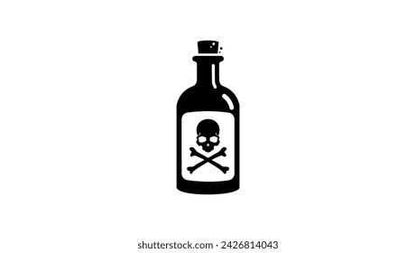 Poison Bottle sign, black isolated silhouette