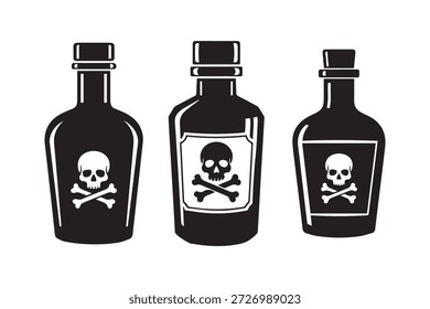 Conjunto de Vector de silueta de botella de veneno