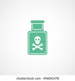 Poison Bottle With Skull And Bones Halloween Concept Green Flat Icon On White Background 