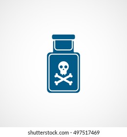 Poison Bottle With Skull And Bones Halloween Concept Blue Flat Icon On White Background