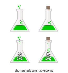 Poison bottle with skull cartoon illustration vector