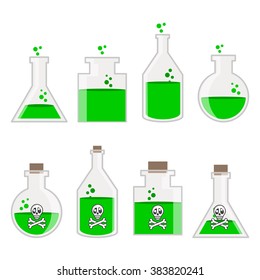 Poison bottle with skull cartoon illustration vector