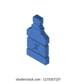 Poison bottle with a skull isometric left top view 3D icon