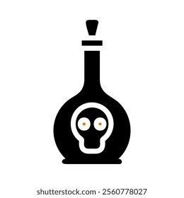 Poison bottle with skull symbol. Concept of danger, toxicity, and death.