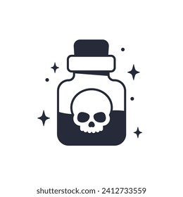 poison bottle with a skull, vector illustration