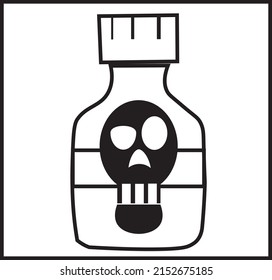 poison bottle symbol vector with skull symbolizing death