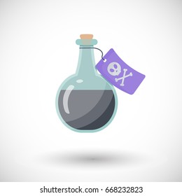 Poison bottle vector flat icon, Flat design of toxic, dangerous or medicine object with round shadow, vector illustration