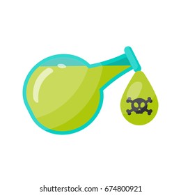 Poison bottle vector flat icon, Flat design of toxic, dangerous or medicine isolated on the white background, cute vector illustration with reflections