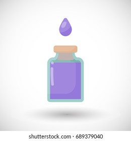 Poison bottle vector flat icon, Flat design of toxic, dangerous or medicine with round shadow isolated on the white background, cute vector illustration with reflections