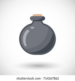 Poison bottle vector flat icon, Flat design of toxic, dangerous or medicine with round shadow isolated on the white background, cute vector illustration with reflections