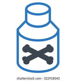 Poison Bottle vector icon. Style is bicolor flat symbol, smooth blue colors, rounded angles, white background.
