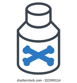Poison Bottle vector icon. Style is bicolor flat symbol, smooth blue colors, rounded angles, white background.