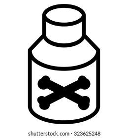 Poison Bottle vector icon. Style is flat symbol, black color, rounded angles, white background.
