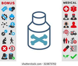 Poison Bottle vector icon. Style is bicolor flat symbol, cyan and blue colors, rounded angles, white background.