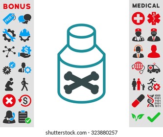 Poison Bottle vector icon. Style is bicolor flat symbol, soft blue colors, rounded angles, white background.