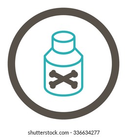 Poison Bottle vector icon. Style is bicolor flat rounded symbol, grey and cyan colors, rounded angles, white background.