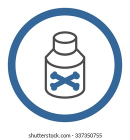 Poison Bottle vector icon. Style is bicolor flat rounded symbol, cobalt and gray colors, rounded angles, white background.