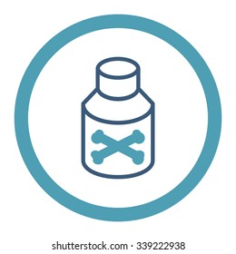 Poison Bottle vector icon. Style is bicolor flat rounded symbol, cyan and blue colors, rounded angles, white background.