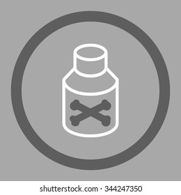 Poison Bottle vector icon. Style is bicolor flat rounded symbol, dark gray and white colors, rounded angles, silver background.