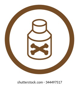 Poison Bottle vector icon. Style is flat rounded symbol, brown color, rounded angles, white background.