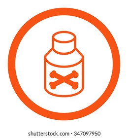 Poison Bottle vector icon. Style is flat rounded symbol, orange color, rounded angles, white background.