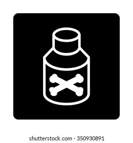 Poison Bottle vector icon. Style is flat rounded square button, white and black colors, white background.