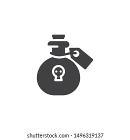 Poison bottle vector icon. Toxic liquid flask filled flat sign for mobile concept and web design. Bottle of death potion glyph icon. Symbol, logo illustration. Vector graphics