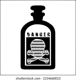 poison bottle vector illustration.  used for icon, Sticker, print or black flash tattoo design