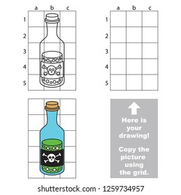 Poison bottle, the vertical educational game with simple game level. Copy the symmetric picture.