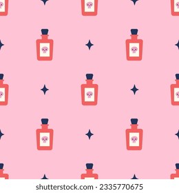 Poison bottles illustration. Vector seamless pattern