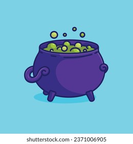 Poison cauldron cartoon vector illustration halloween holiday concept icon isolated