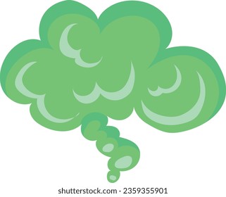 Icono de nube de veneno. El olor apestoso verde de caricatura aislado en fondo blanco
