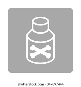 Poison Container vector icon. Style is flat rounded square button, white and silver colors, white background.